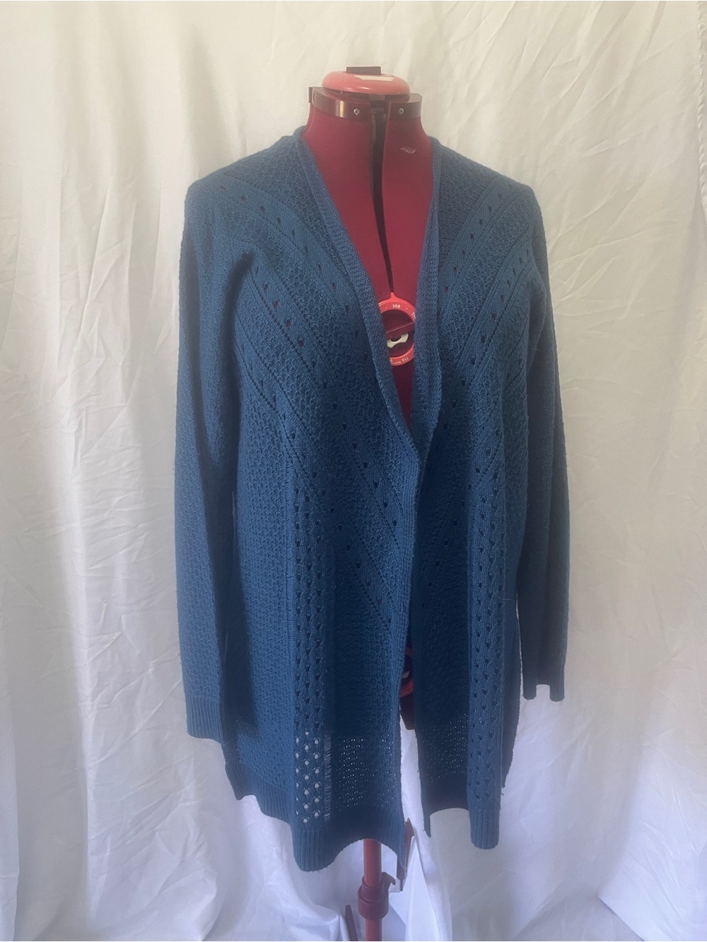 Open-Front Teal Knit Cardigan Sweater - Women